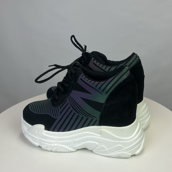 Anthony Wang Blueberry Black Platform Iridescent Reflective Sneakers Siz… - Picture 1 of 12